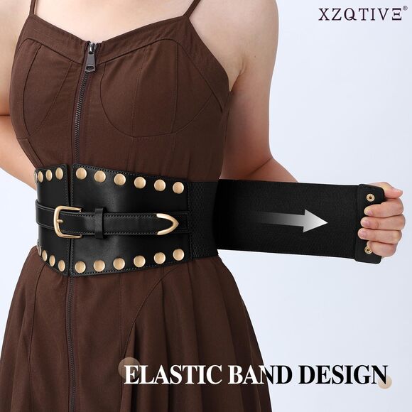 4358 Women's Wide Corset Belts, Punk Style Waist Belt For Dresses - Picture 4 of 6